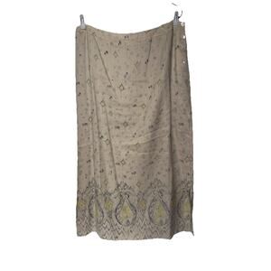 Vintage Sundance 55% Silk 45% Linen Maxi Skirt Womens Size 14 Neutral Tan Beige